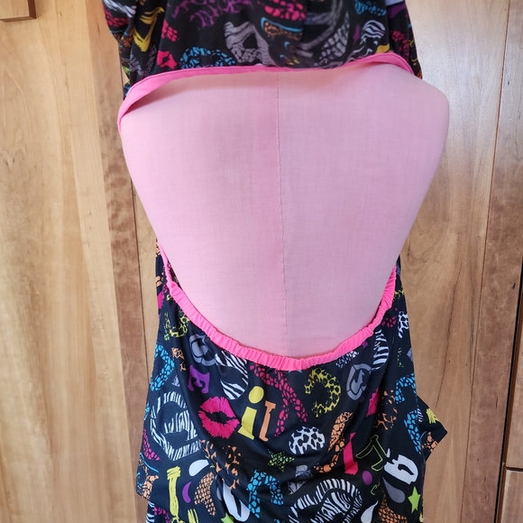 ECKO RED Halter Hooded Mini Dress Sz 1X Black Graffiti Pattern - Picture 10 of 14